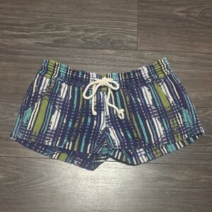 Roxy Blue and Green Striped Athletic Shorts